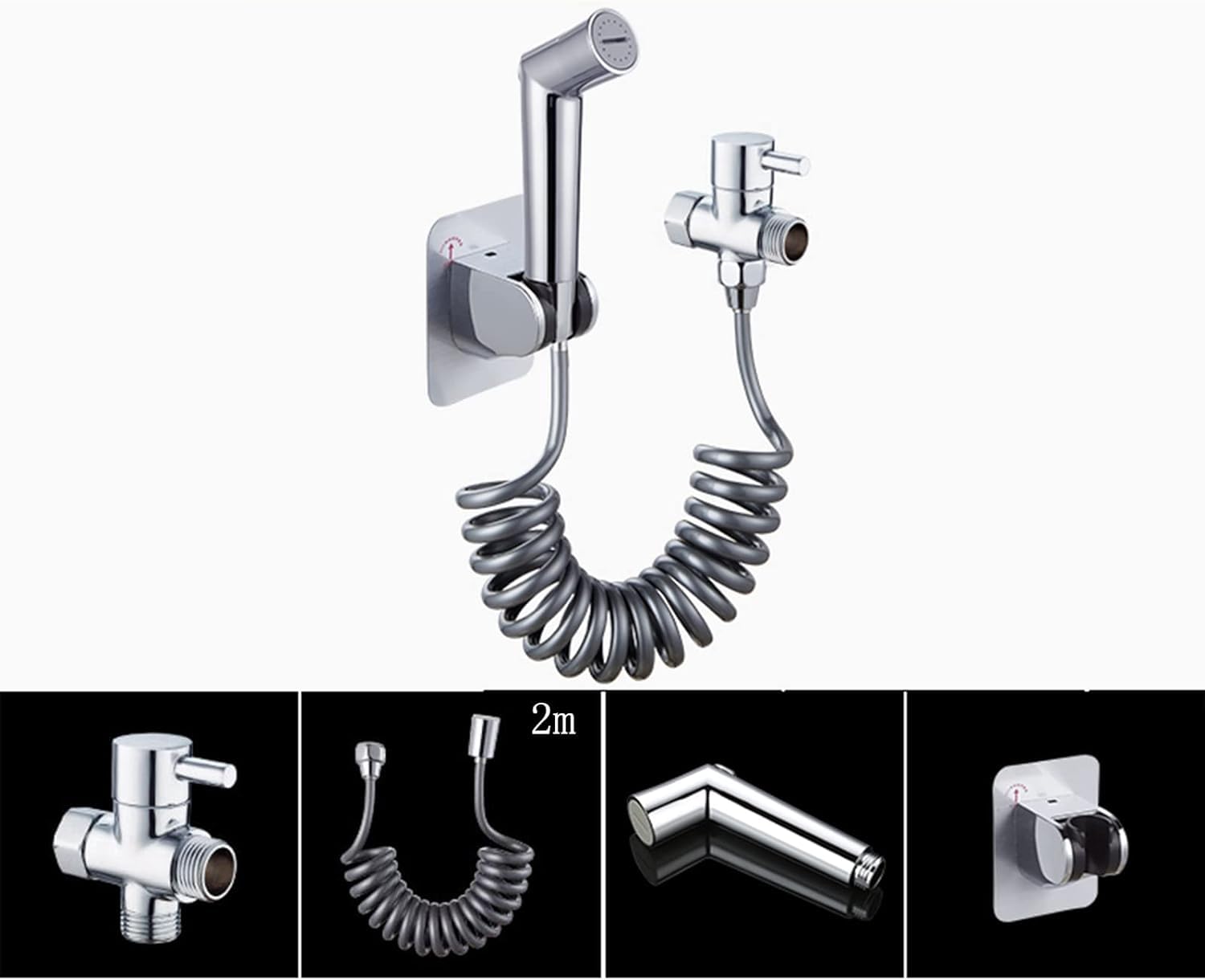 Toilet Bidet Kit - Handheld Bidet Sprayer - Chrome Toilet Shower Head with Hose and Holder Wall Mounted — view 2