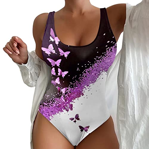 Genérico BañAdor Menstrual NiñA 12 AñOs 2023 Traje de baño de 1 Pieza para Mujer Traje de baño de Playa para Mujer Tie Dyed 3D Impreso Verano Europeo y Americano BañAdor Menstrual NiñA 12 (Purple, S)