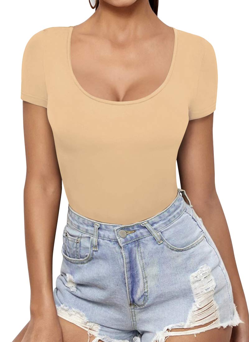 MANGOPOP Womens Scoop Neck Long Sleeve Slim Fit T Shirt Tunic Tops Tee