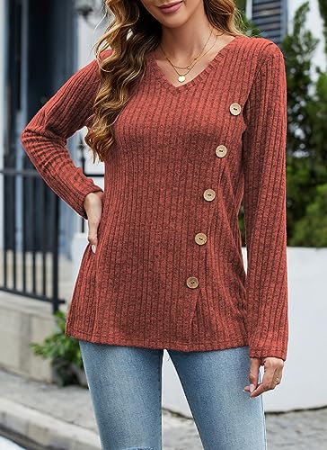 Image of Dimur Sweaters for Women Trendy 2025 Long Sleeve Shirts Ligheweight Sweatshirt Loose Fit Tunic Tops