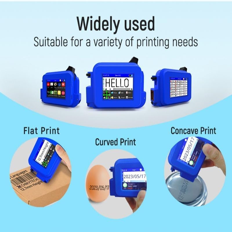 Stampante portatile, Mini stampante a getto d'inchiostro ad asciugatura rapida, altezza di stampa 2-12,7 mm, schermo touch completo, HD, codice QR