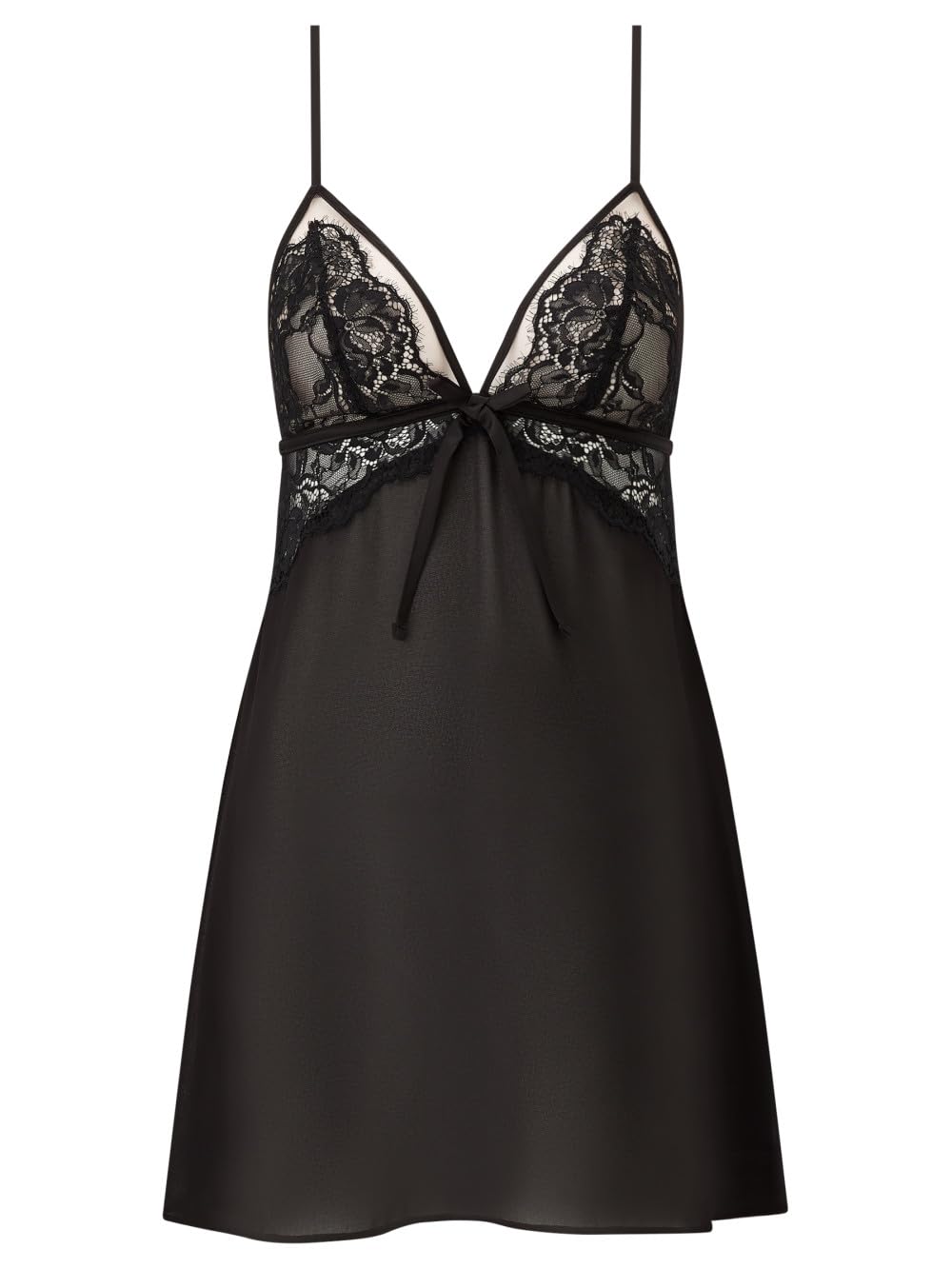 Ann Summers Enchanting Chemise Womens Lingerie Dress, Babydoll Lingerie Nightwear for Women with Illusion Mesh - Genuine Chemise Nighties for Women Black