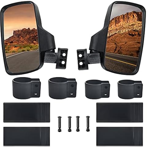 ATPTOOL Upgraded Adjustable Pair UTV Side Mirror Set 1.75 or 2inch Roll Bar Cage, Universal UTV Side View Mirrors High Impact(Pack of 2) Cover