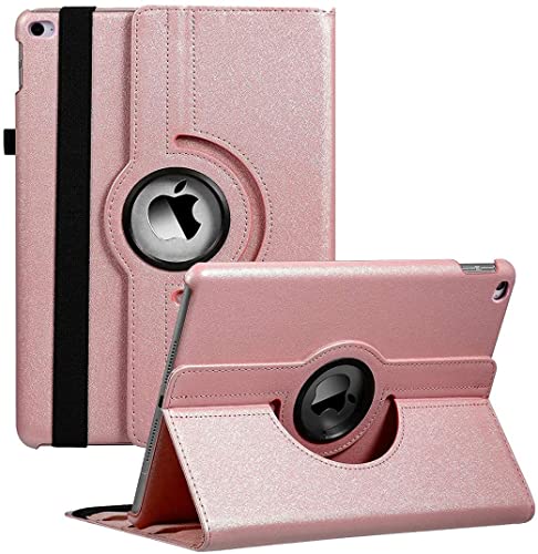 Lenfuos Coque pour iPad 9.7 2018 2017 / iPad Air 2 / iPad Air - Etui de Protection 360° Rotation Housse Case Cover Support Tablette avec Fonction Sommeil/Réveil Automatique(Or Rose)