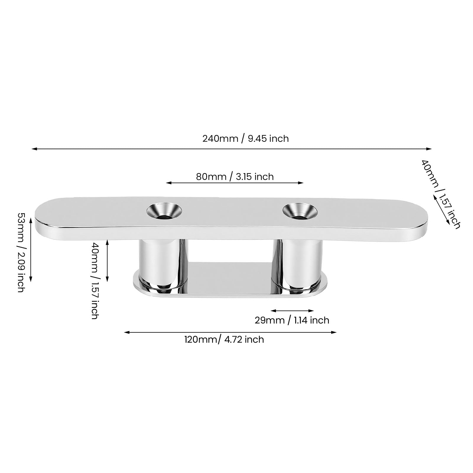 aqxreight 10-Zoll-Bootsklampe, Dockklampe mit Offener Basis, Edelstahl 316, 2 Stück, Robuste Marine-Klampe, Polierte Oberfläche, 240 Mm Länge, für das Anlegen von Yachtschiffen an Decksdocks