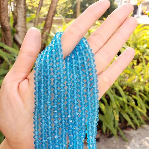 Image of 1000pcs Czech Faceted Rondelle Crystal Glass Beads 6mm Bulk Aquamarine Blue