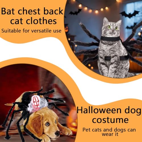 Halloween Kostüm für Katzen und kleine bis mittelgroße Hunde, Schwarz, Größe L, Filz, Einzigartiges Spinnen-Design Hundekostüm Spinne,Plüsch,mit formbaren Beinen, leicht und bequem