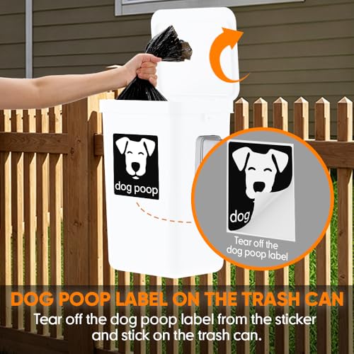 Image of Moryimi Dog Poop Trash Can Outside, 3.1 Gallon Dog Waste Trash Can with Trash Bag Dispenser, Outdoor Dog Poop Trash Can with Lid, White Hanging Trash Can for Fence, Garbage, Outdoors, Counter Top