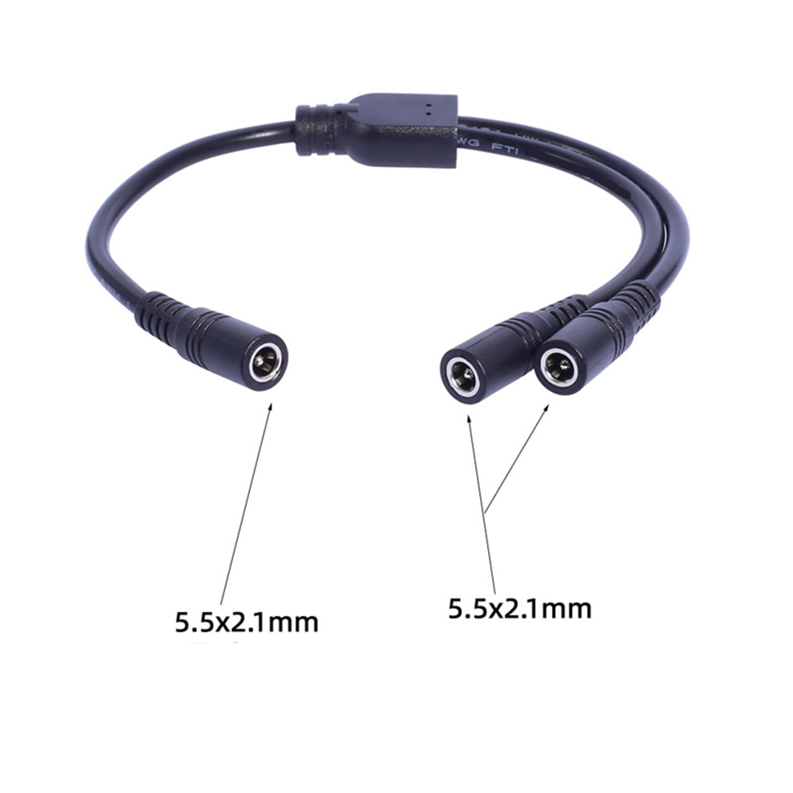 Câble Répartiteur En Y DC5521 (5.5x2.1 Mm) Avec Interrupteur - Femelle Vers 2 Mâles, 37 Cm, Pour Alimenter 2 Appareils (CCTV, Routeur, LED)