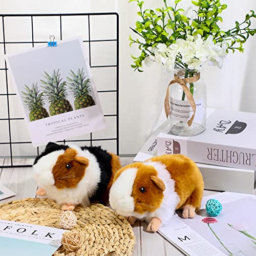 2 Pieces 8 Inch Cute Guinea Pig Plush Toys Stuffed Realistic Stuffed Animals Soft Guinea Pig Doll Toys Decor For Boys Girl Themed Party Supplies (Black, Yellow,Guinea Pig) #TOP3