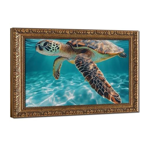 Toile tortue de mer turquoise pour créer un cocon marin chez soi