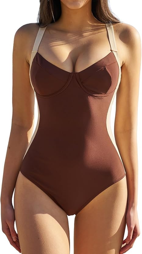 Women's One Piece Swimsuit | Padded Underwire Monokini Swimwear | Tummy Control Beachwear | Adjustable Shoulder Straps-image-3