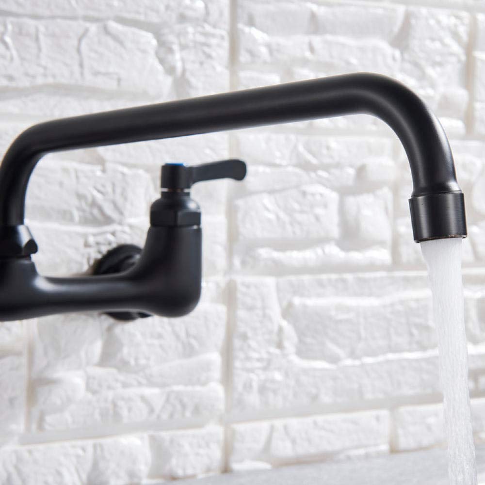 Huin Rubinetto da cucina con beccuccio lungo a parete Doppio manico Rubinetto per acqua calda e fredda antico in ottone 360 ​​Miscelatore da cucina girevole con beccuccio lungo