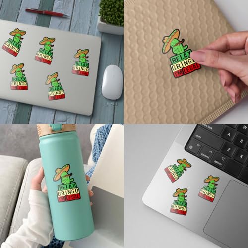 Image of 3 Pcs Relax Gringo Im Legal Sticker, Green, Vinyl, Modern, Square, Cartoon, Waterproof, UV Resistant, Removable, Fade Resistant, Stickers