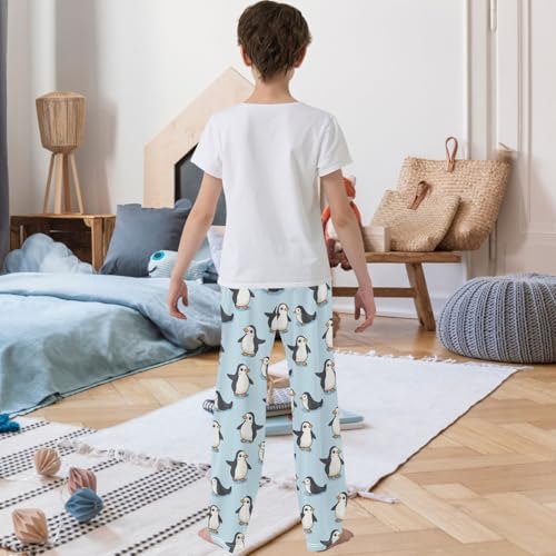 Boy's Pants Penguin Design Jogger Pants Elastic Waist Long Bottoms Trousers with Pockets 6-14 Years3