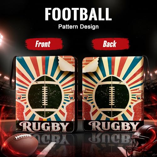 Image of Kabinka 9 Pocket Football Card Binder, 900 Standard Cards Sports Card Binder with Zipper, Protective Trading Card Binder Collector Organizer for Football Sports Cards TCG (Retro)