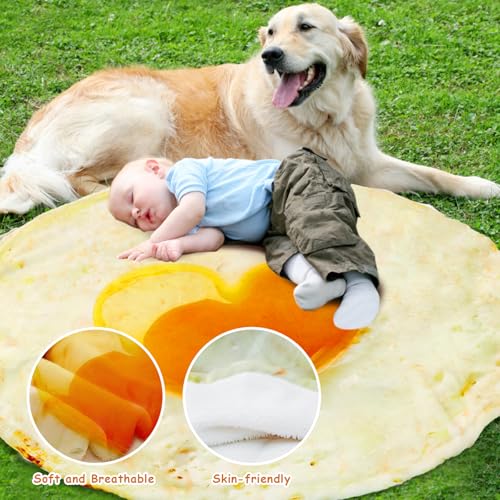Image of Burritos Wrap Novelty Blanket,Realistic Egg Blanket,Soft Plush Round Throw Blanket for Bed,Couch or Travel