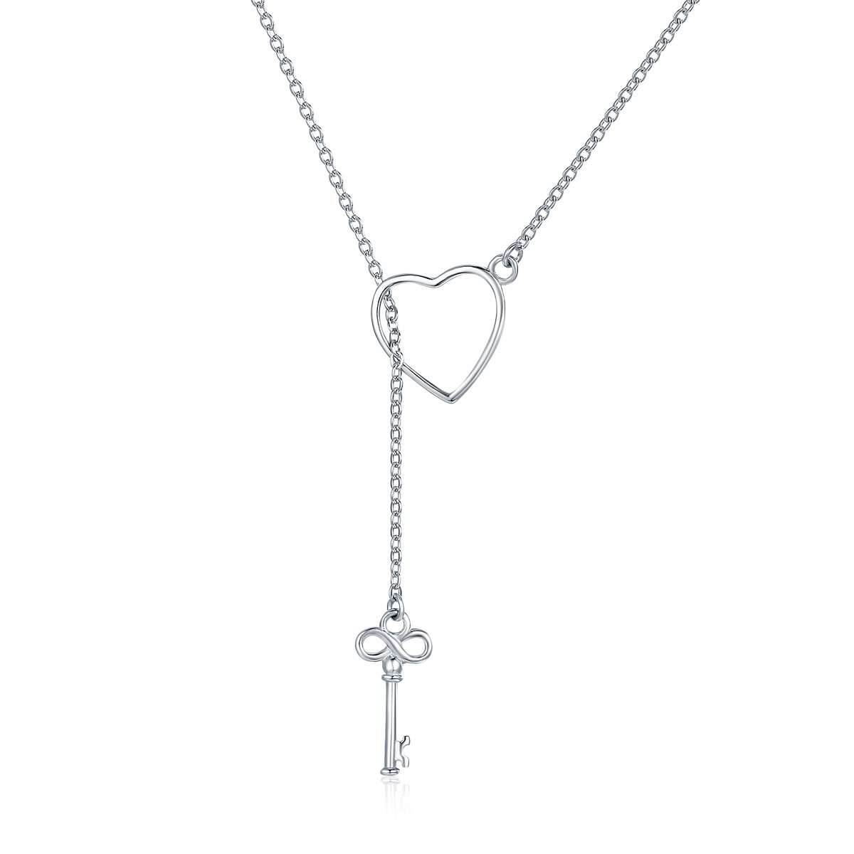 Collana Con Ciondolo Chiave Elegante Argento Sterling 925 Moda - Foto 7