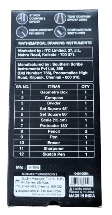 Image of Classmate Octane Geometry Box | Fully Loaded| Pen & Sketch Pen inside| High quality compass