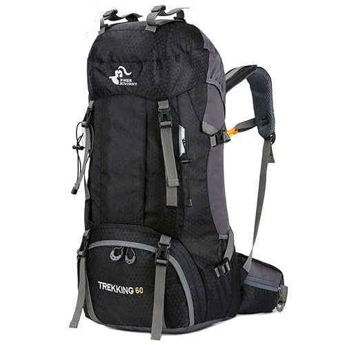 Bseash 60L Waterproof Hiking Camping Backpack with Rain Cover