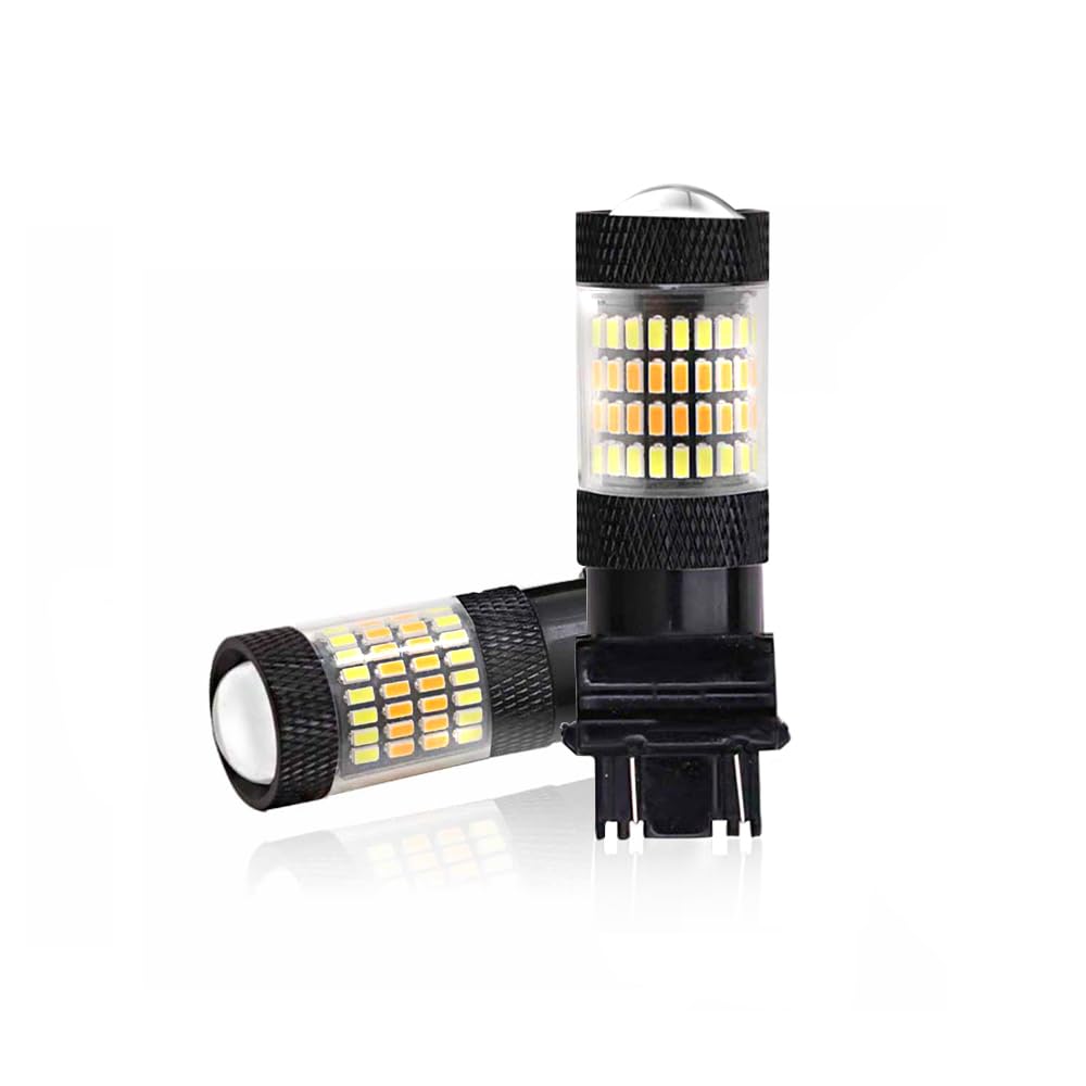 AUTOGOOD Super Bright 3157 LED Bulb, 3057 4157 3155 3457 1157 Switchback LED Bulb, Projector Replacemnt for DRL Daytime Running Lights and Trun Singal lights, White/Amber 2 Pack