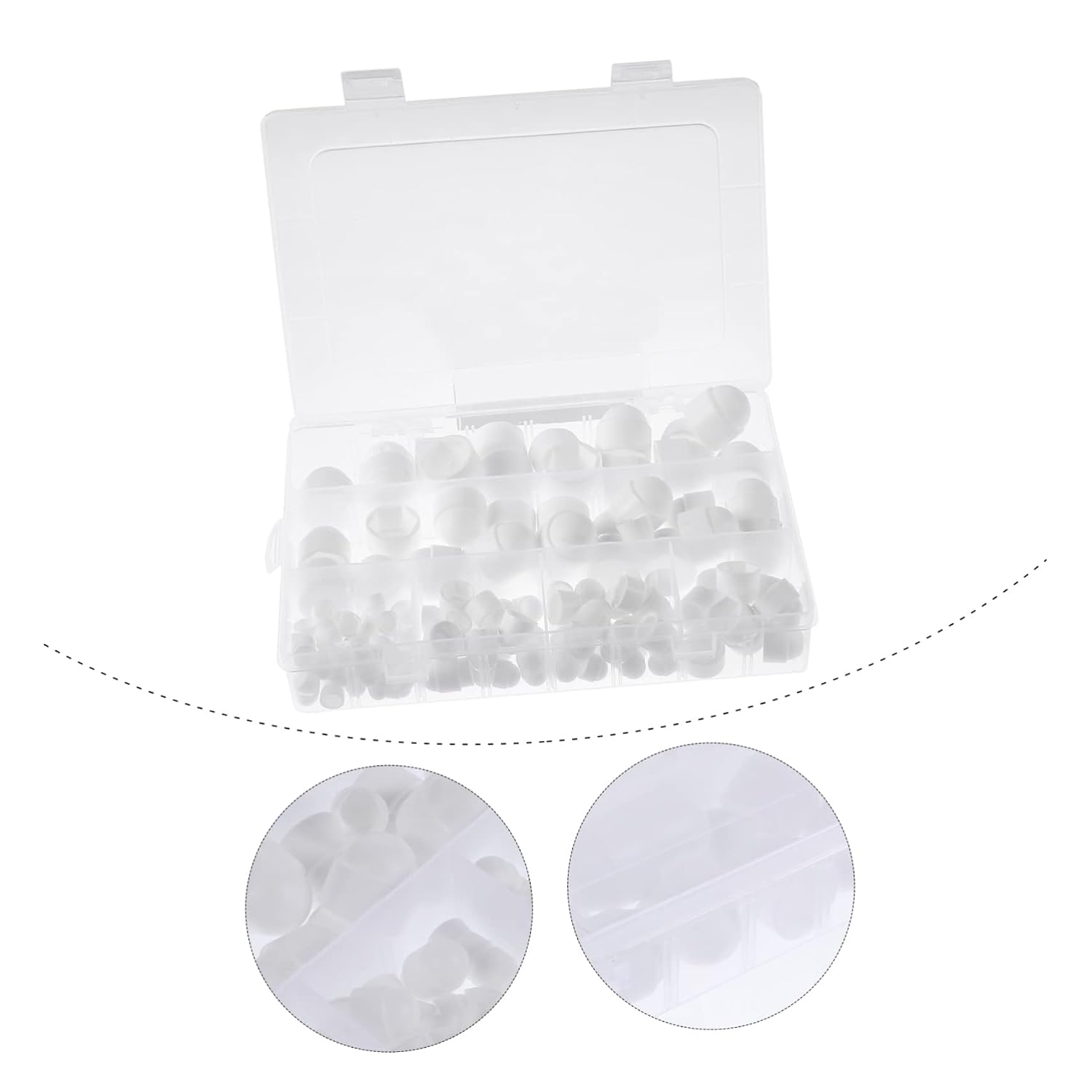 145pcs Black Rubber Dome Bolt Nut Covers with White Caps Weather Resistant Plastic Screw Protection for Bolts Easy Installation and Finish Enhancement