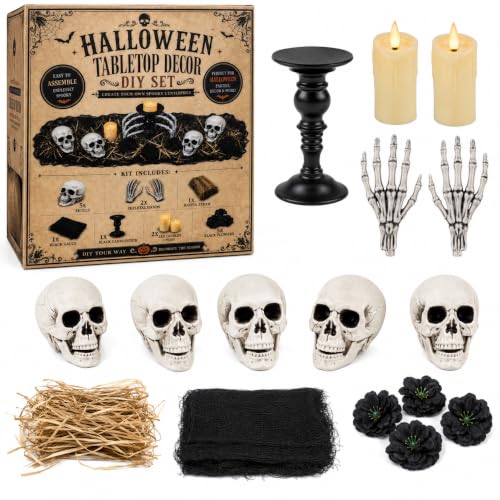 Amazon – XINONE 17-Piece Resin Skull Halloween Decor Set - image 2