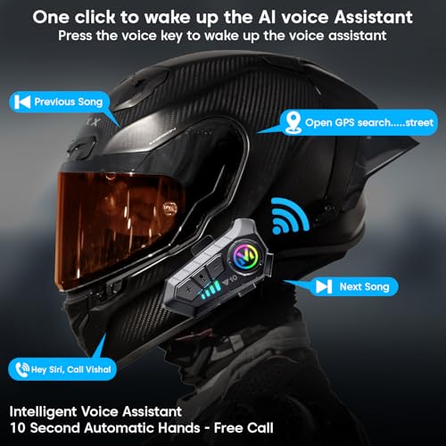 Image of Sounce Bluetooth Motorcycle Helmet Headset with Dual Phone Connection, Wireless 5.3, Hands-Free Calling, Music & GPS Navigation Support, IP67 Waterproof, Universal Helmet Compatibility for Android