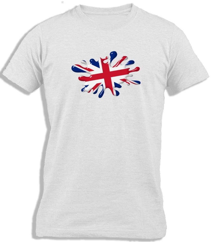 Ay Cabron™ UK Splash Flag | United Kingdom Splash Flag | Great Britain | Union Jack Splashed Flag Cotton T-Shirt For Men