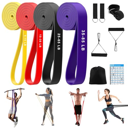 Bandes de Résistance avec 4 Niveaux de Résistance Élastique, Bandes de Résistance,Bande de Gymnastique pour Yoga, Musculation et Bodybuilding