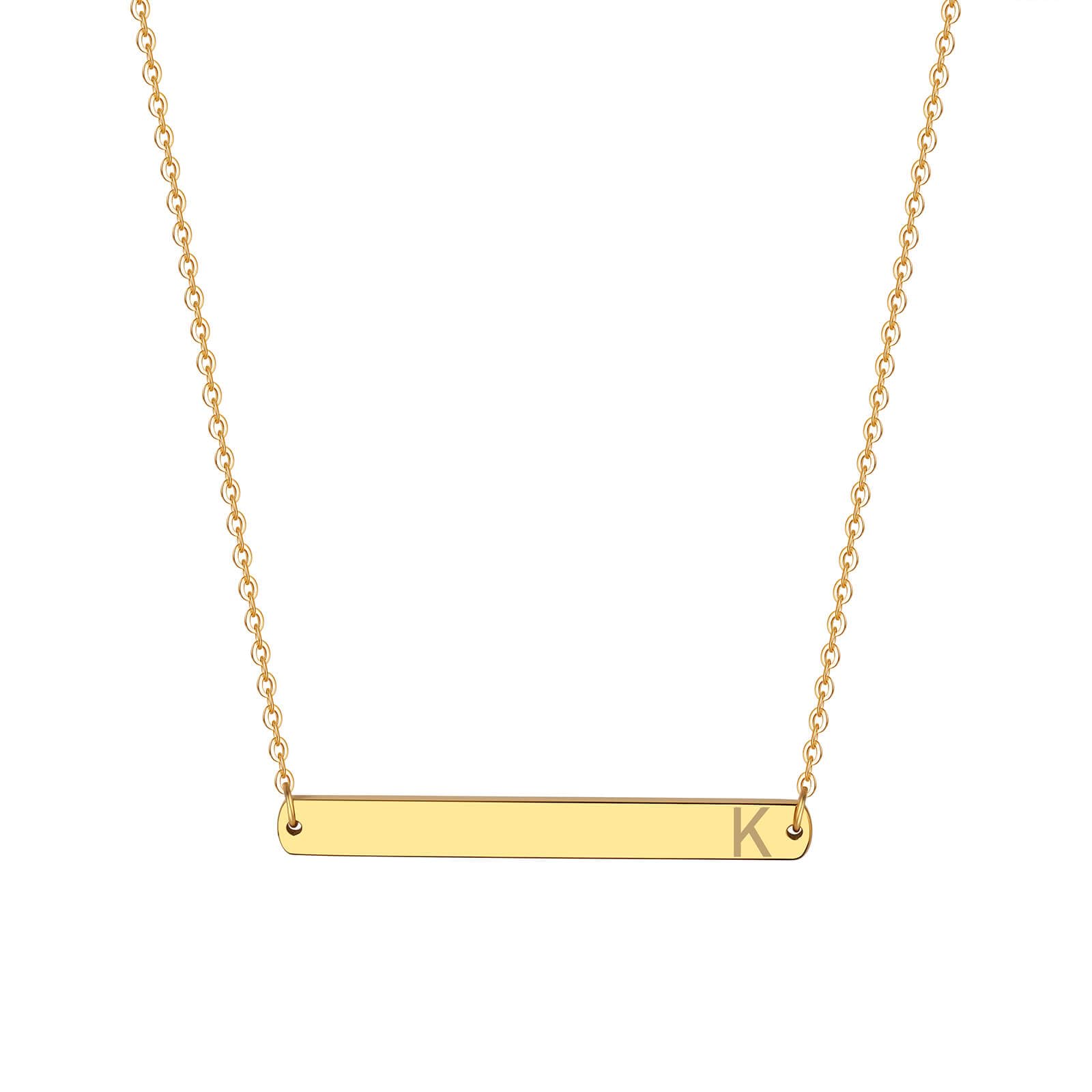 Zillaly Gold Silver Rose Gold Horizontal Bar Necklace Stainless Steel 18K Gold Plated Bar Necklace Ladies Adjustable Chain