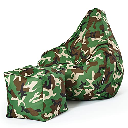 Green Bean© 2er Set Sitzsack + Hocker - fertig befüllt - robust waschbar schmutzabweisend - Kinder & Erwachsene Bean Bag…