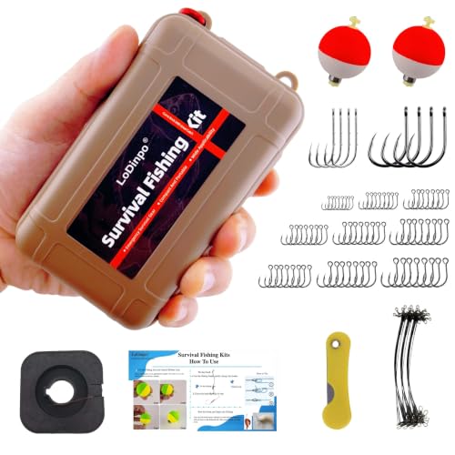 LoDinpo Pocket Survival Fishing Kit Emergency Tackle Box Camping&Hiking