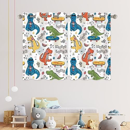 YISURE Nursery Blackout Curtains, Cute Cartoon Dinosaur Curtains for