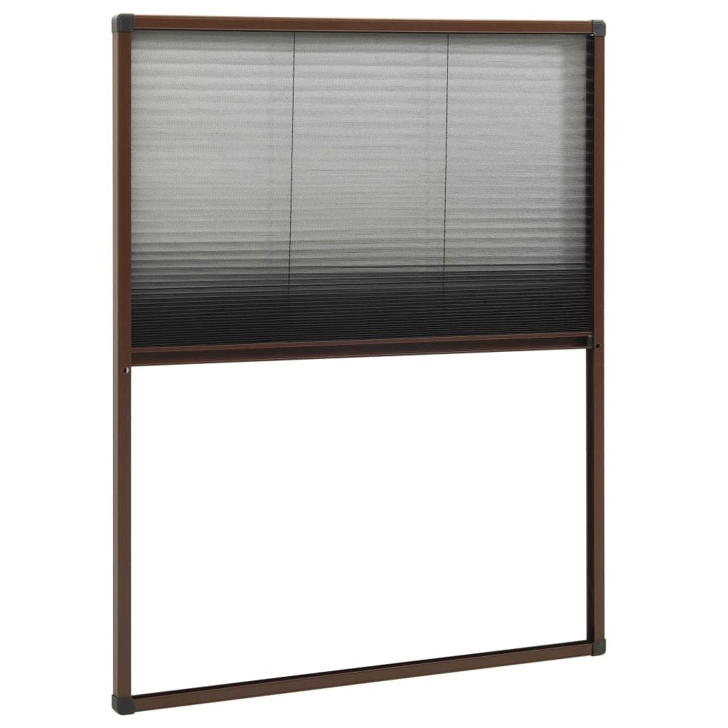 vidaXL Mosquitera Plisada para Ventanas Red Rejilla contra Insectos Moscas Cortina Plisada Ajustar Verano Fácil de Colocar Aluminio Marrón 80x100 cm