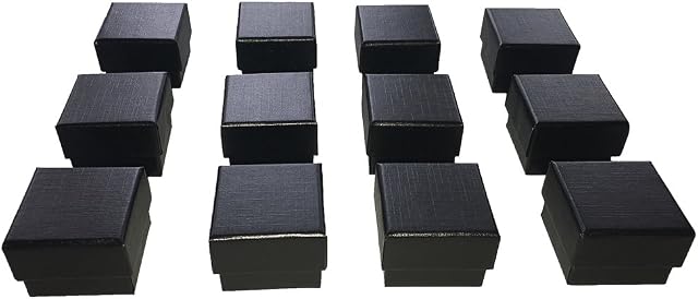 Marimor Jewelry Black Ring Gift Box with Foam and Velvet Insert Wholesale Pack of (12)