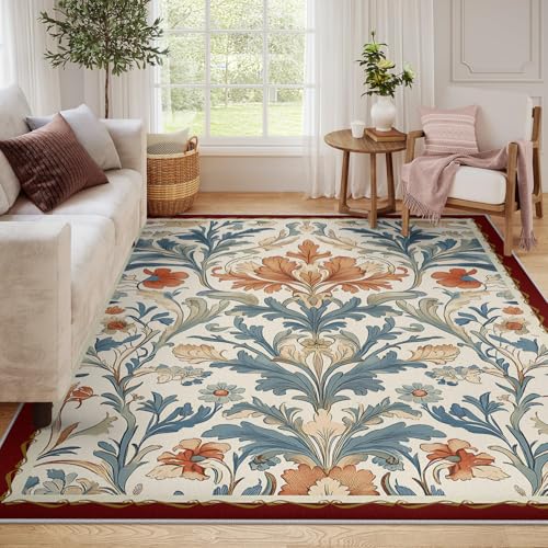 Tapis salon traditionnel vintage 100x150 cm lavable et antidérapant