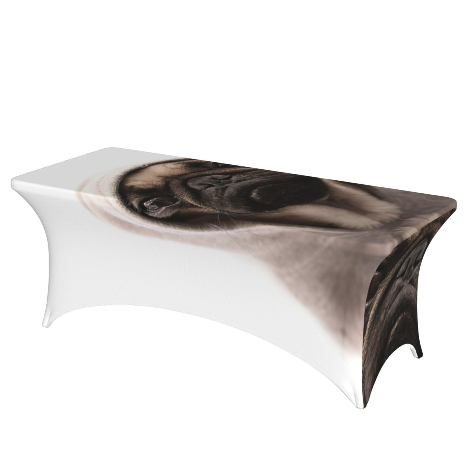 Housse de table rectangulaire 1,8 m stretch motif carlin mariage