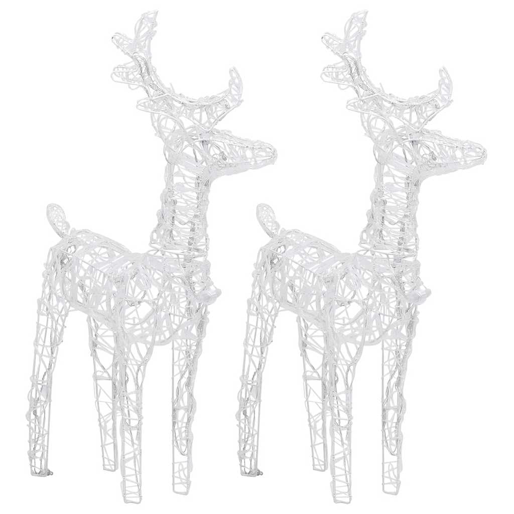 2er Set LED Rentier Deko Figuren, Acryl Leucht-Rentiere für Innen & Außen, 80 LEDs, 8 Lichtmodi, Blau, Weihnachtsbeleuchtung Garten, USB-Anschluss
