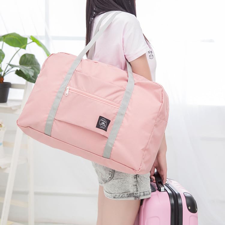 1PC Travel Foldable Duffle Bag Lightweight Compact Fold-Up Design for Carry-On, Weekend Travel, Gym and Daily Use, Pink3