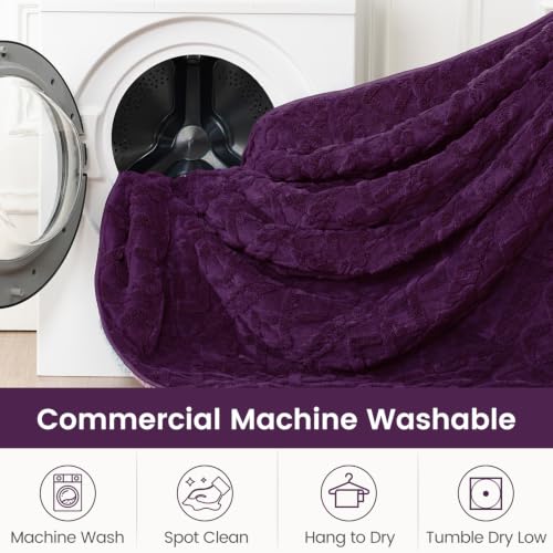 Image of Sherpa Fleece Adult Weighted Blanket Great for Sleep, 20 lbs Dual Sided Soft Fuzzy Heavy Blankets for Couch Bed Sofa, Cozy Warm Fluffy Jacquard Throw for Winter (Purple, 60 inch x 80 inch, 20 Pounds)