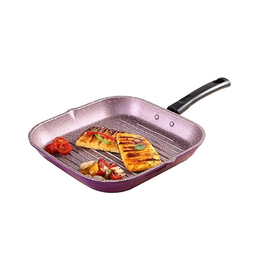 Wonderchef Valencia Non-Stick Grill Pan | Induction Friendly | Cool Touch Bakelite Handle | Pure Grade Aluminium| PFOA Free| Size 24 cm | 1.5 litres Capacity | 1 Year Warranty | Purple at Rs. 548