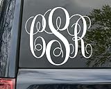 Minglewood Trading - White - Monogram Vinyl Sticker 11.5" x 10" - Custom Family Initials Name - Pers