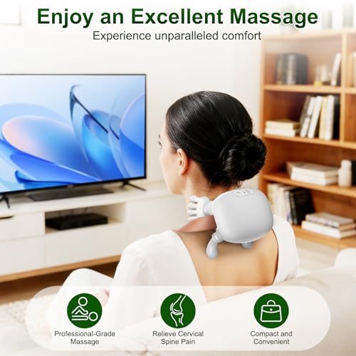 Neck Massager with Heat, 4D Kneading Shiatsu for Pain Relief (White) — view 4