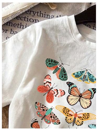 Image of RoseSeek Short Sleeve Graphic Round Neck Cute Tops Tee Shirts