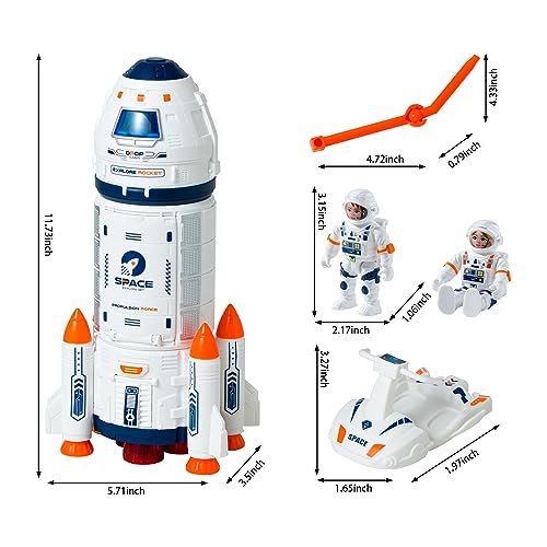 Wbzle Space Shuttle Rocket Toys - Space Knowledge Toys with Astronaut Figure and Spray Effects, Aerospace Toys for Kids 3-5 - Fun Space Gifts for Space Exploration