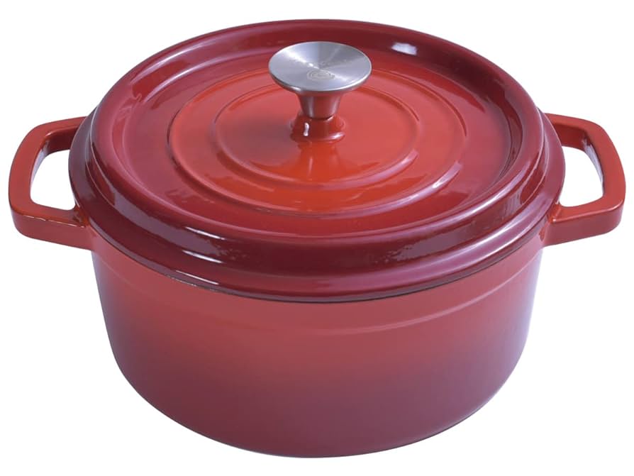 赤い鋳物鍋・ホーロー鍋 ホーロー鍋 鉄鋳物 ホーロー 両手鍋 24cm 深型 蓋付き IH対応