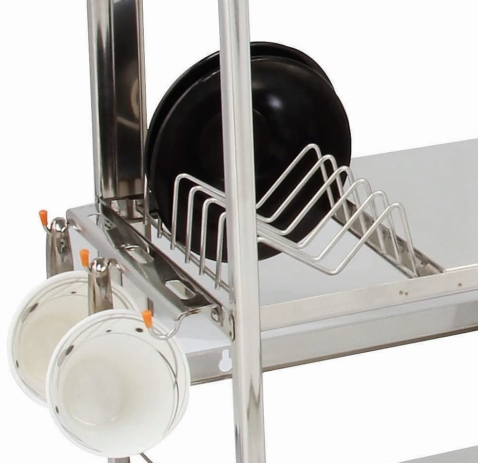 Image of AMOL Premium Stainless Steel Dish Rack | Utensils Stand, Vessels Rack, Bartan Stand, Crockery Holder & Kitchen Organizer for Platform & Wall Mount - Rust-Proof & Heavy Duty