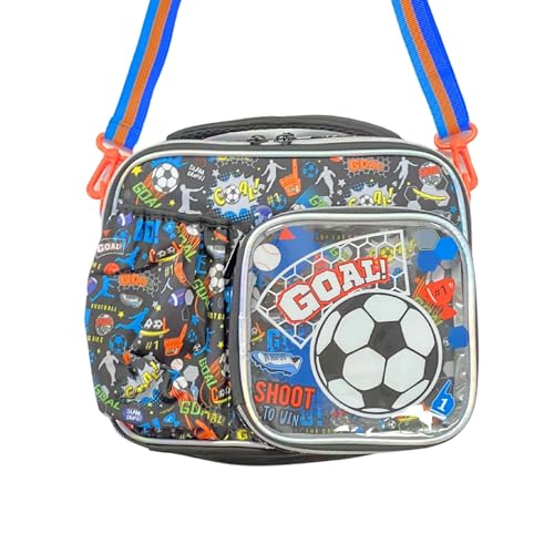 Image of Lunch Bag for Kids, Lunch Bag for Office Men, Women and Kids, Canvas Tiffin Bags for School, Picnic, Work, Carry Bag for Lunch Box and Water Bottle (Football S)