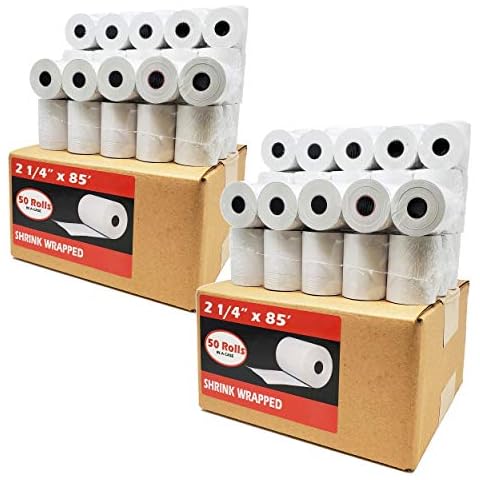 2 1/4" x 85' Thermal Paper (100 Rolls) First Data FD130 FD50 FD400 FD55 FD100Ti BPA Free Made in USA from BuyRegisterRolls Cover